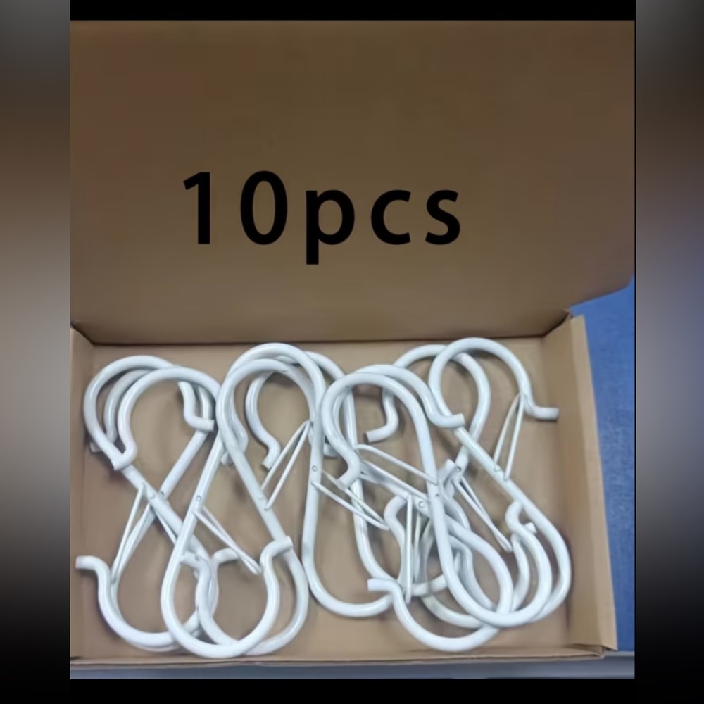 Set of 10 WHITE S-Shaped Heavy Duty Steal Hooks. NEW in the box.